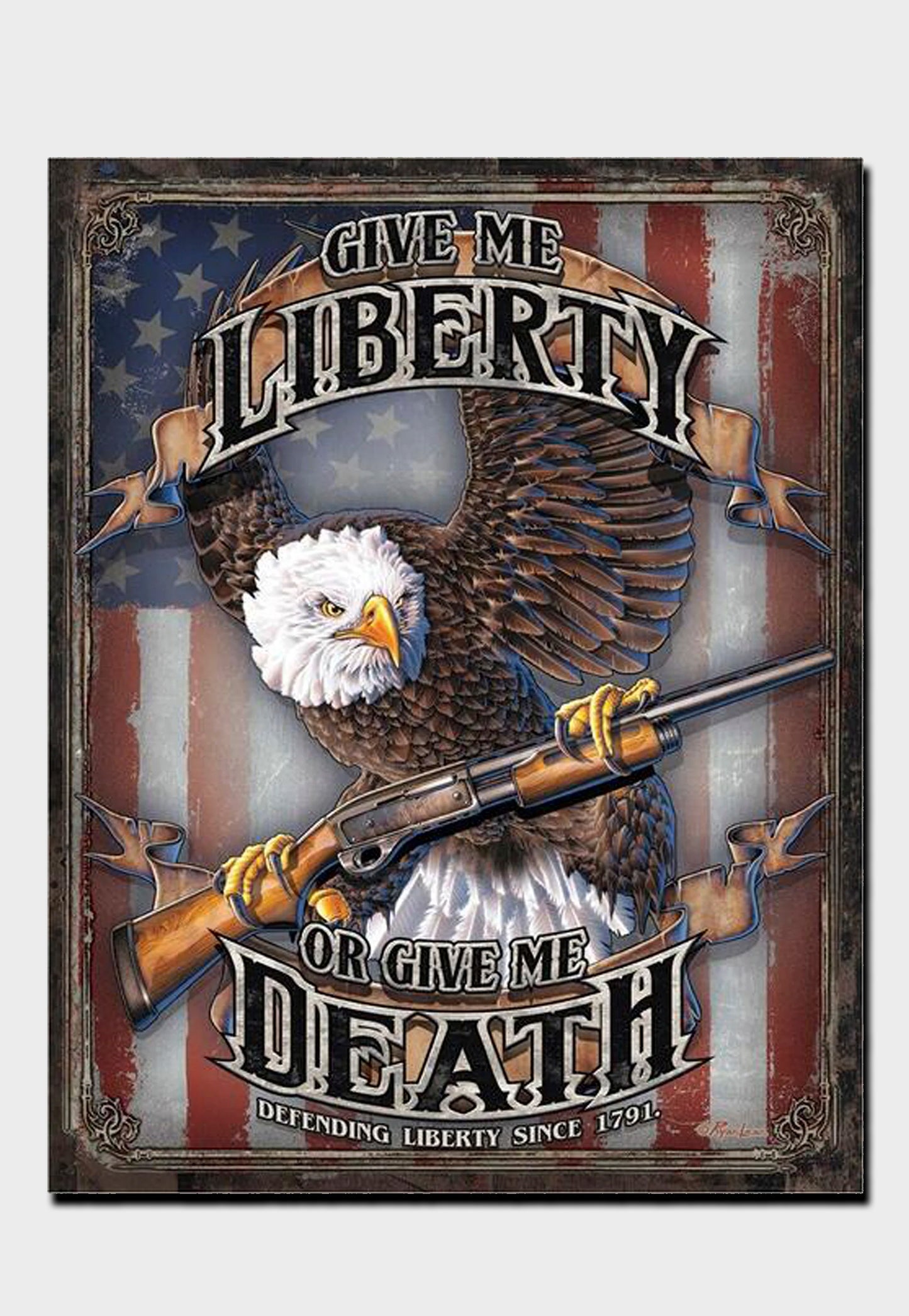 Give me liberty or give me death tin sign