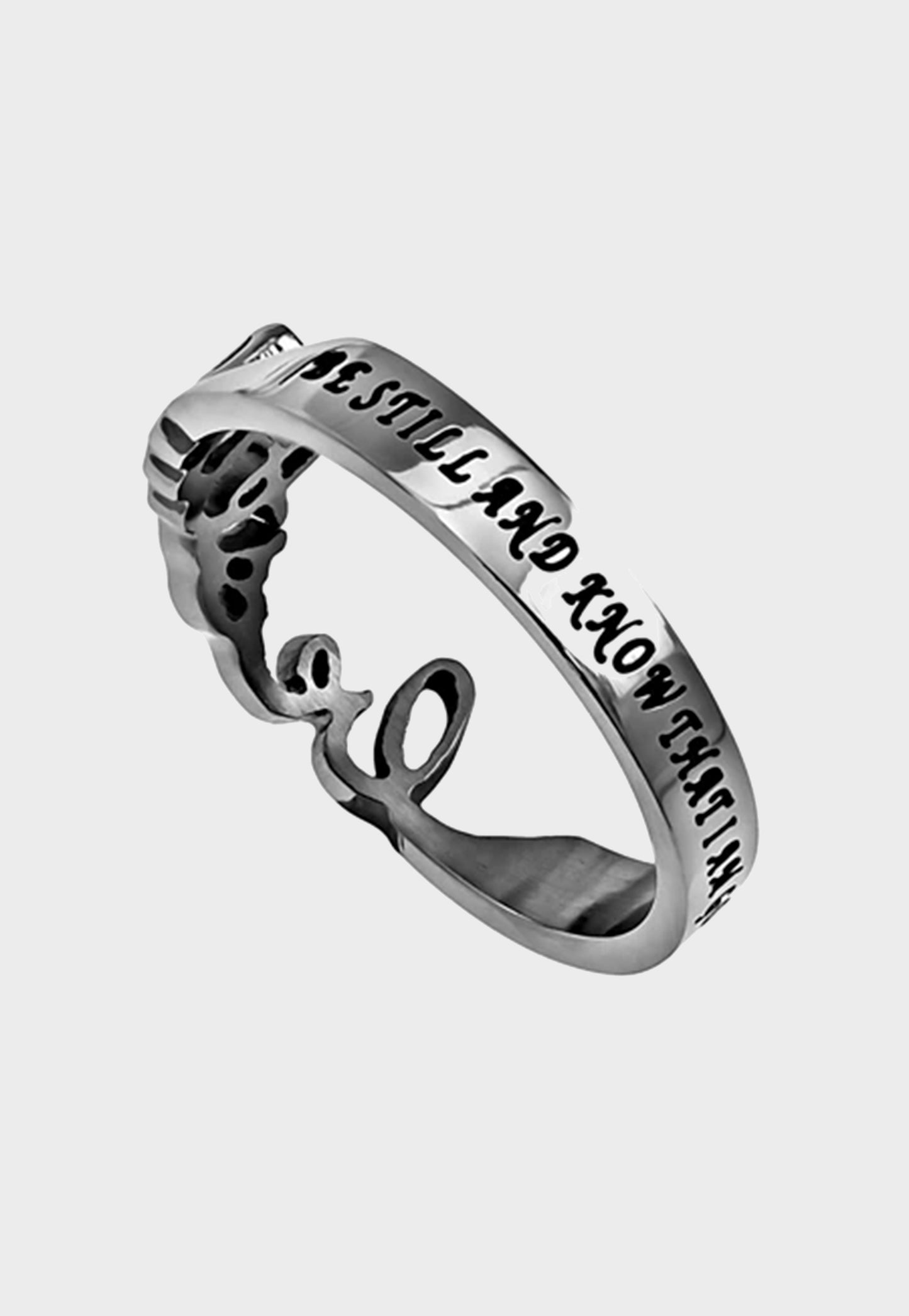 Be Still and know that I am God inscribed on women's ring