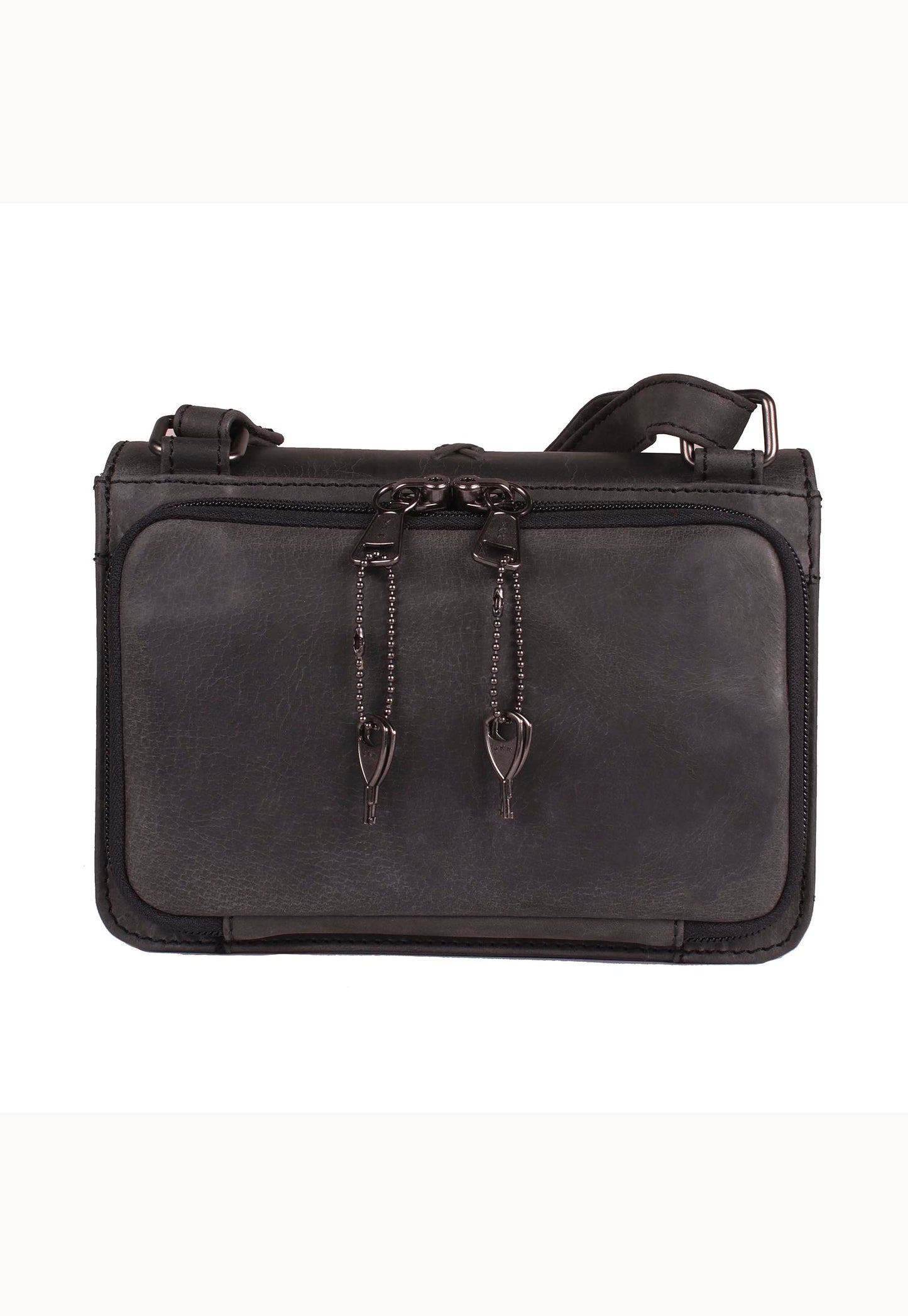 Black leather conceal carry fanny pack
