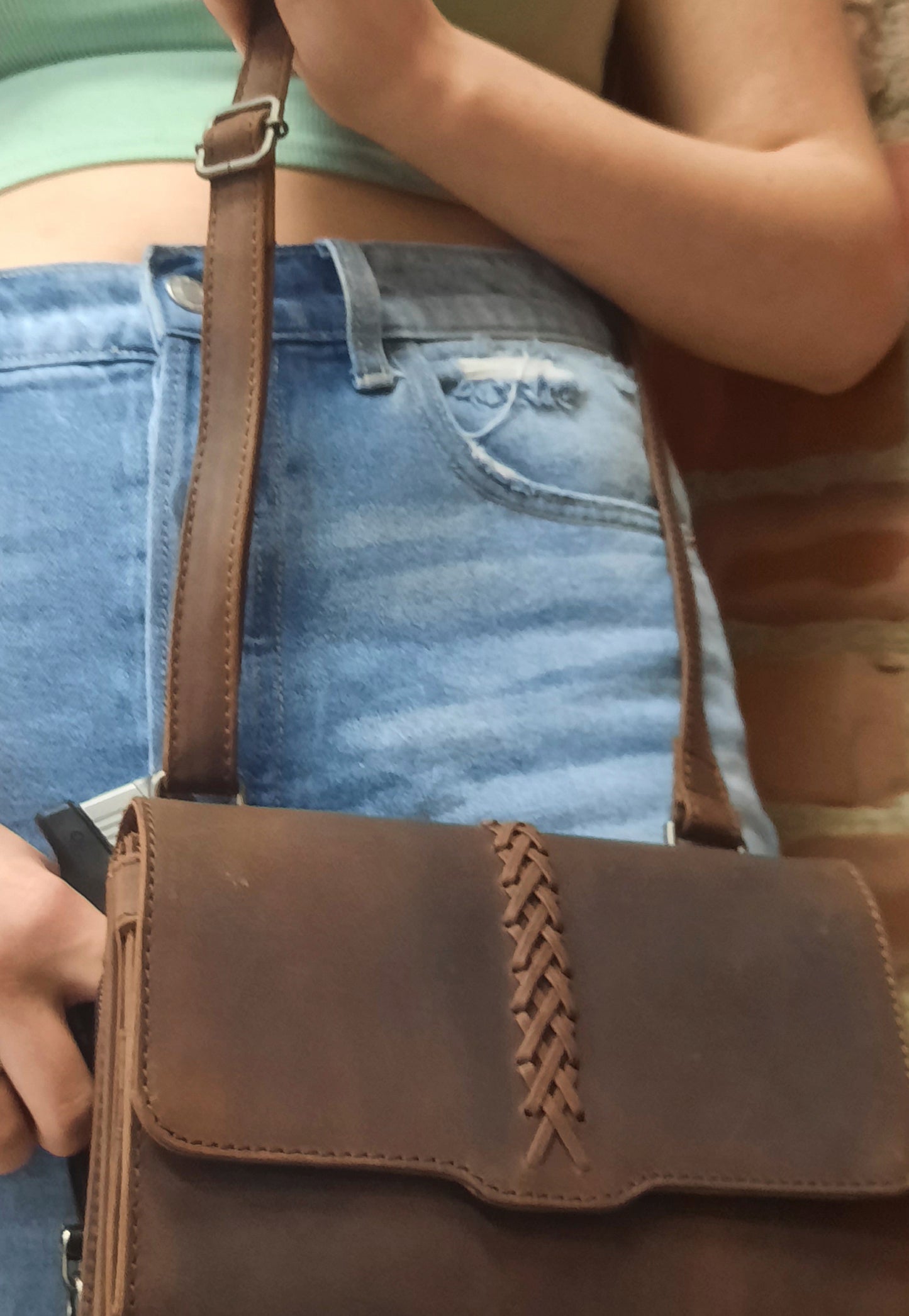 model carrying leather fanny pack for concealed carry