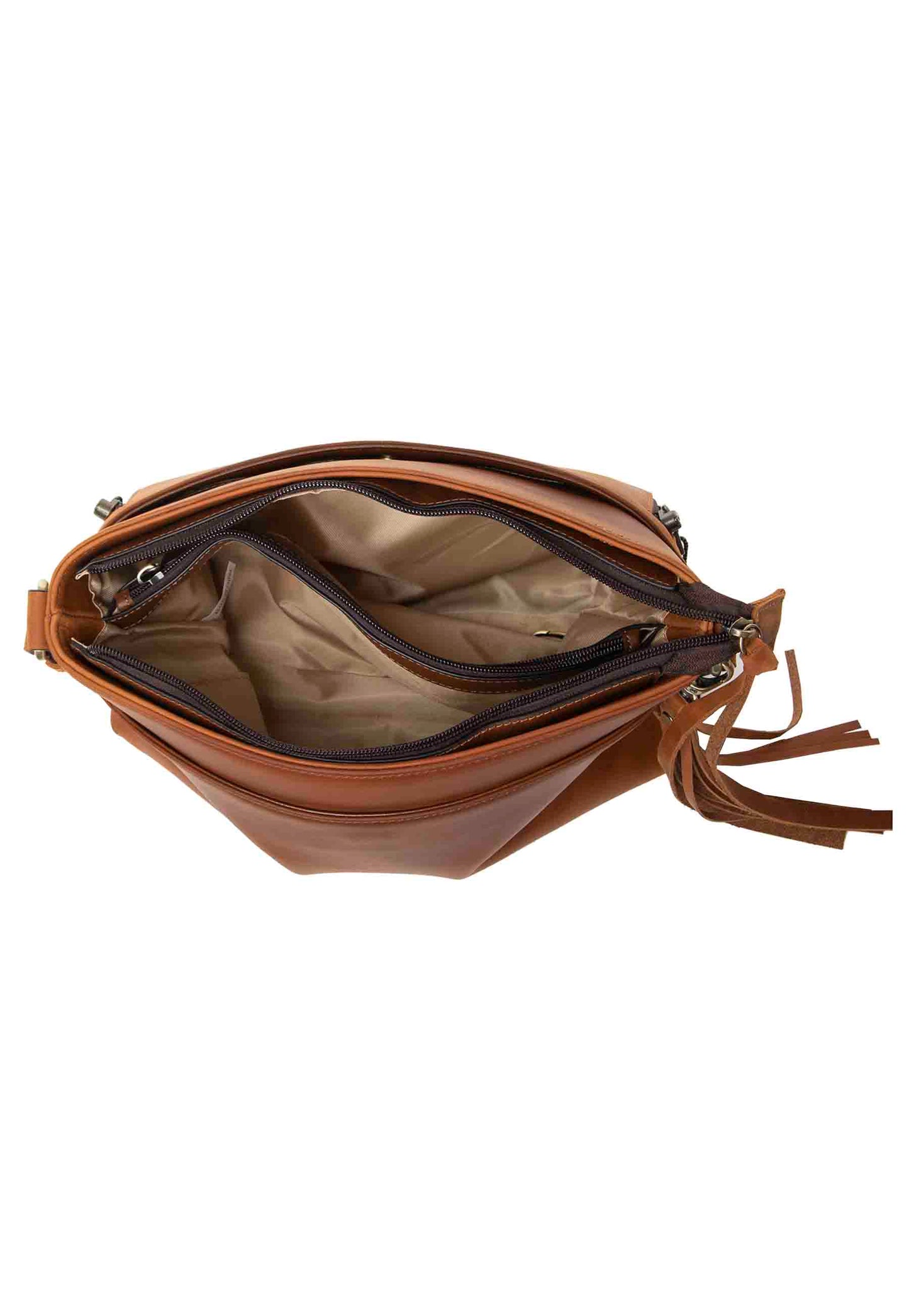 interior view of nice leather purse for conceal carry women