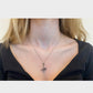 model wearing womens christian heart necklace