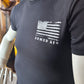 Chest print of american flag on second amendment brand tshirt
