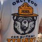 model wearing smokey bear t-shirt from armedaf brand