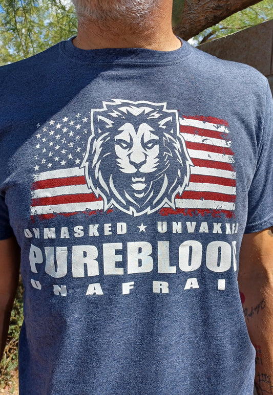 Pureblood anti vax t-shirt on model