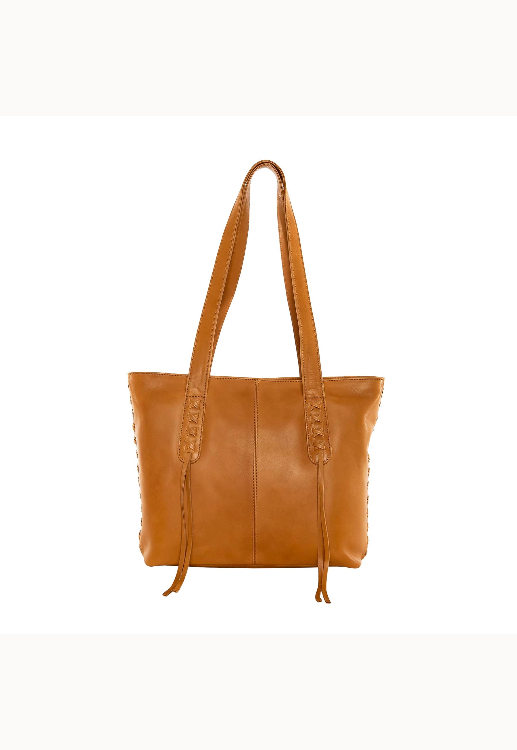 Caramel leather handbag for conceal carry