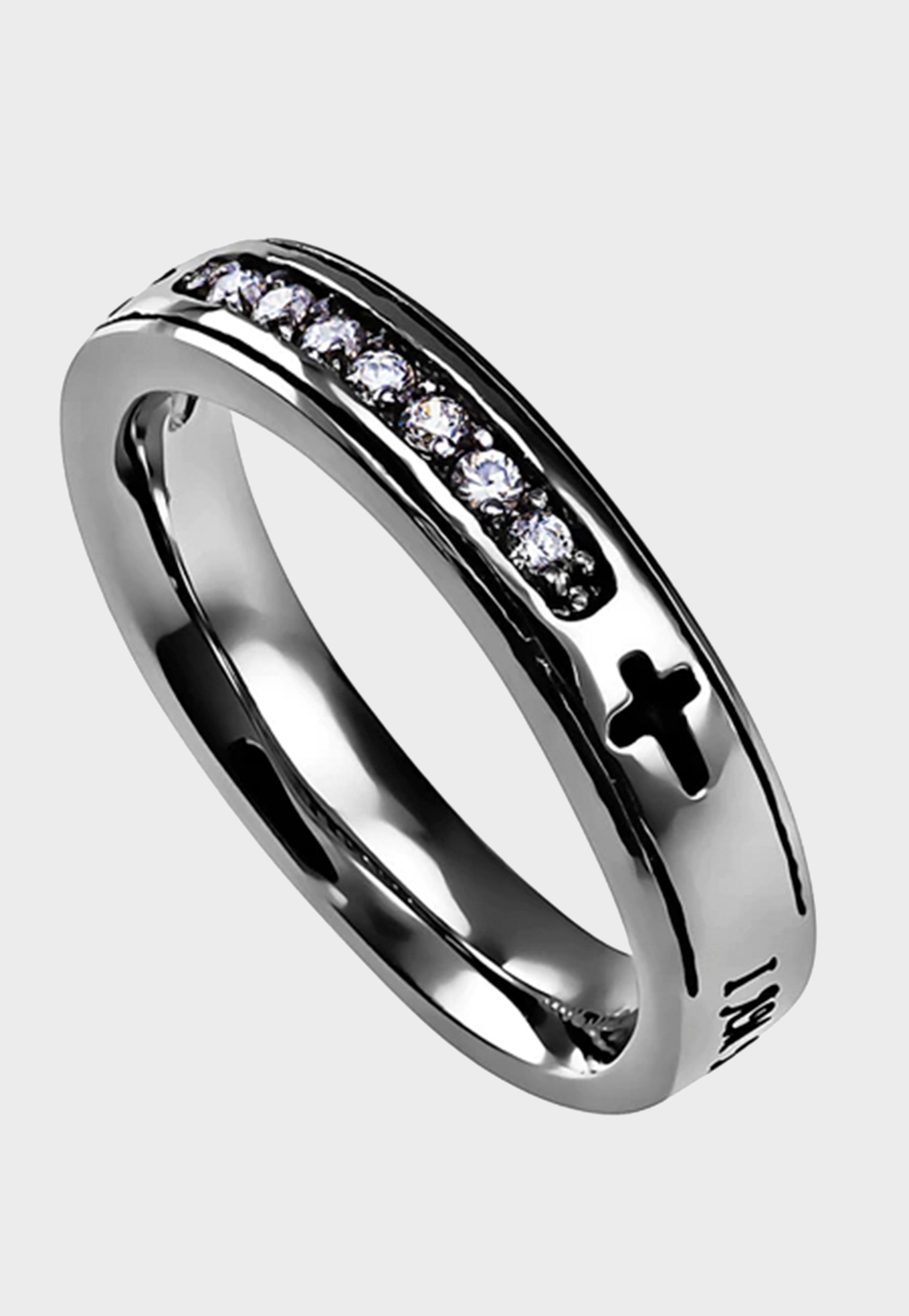 Women's Christian ring with inlays and verse