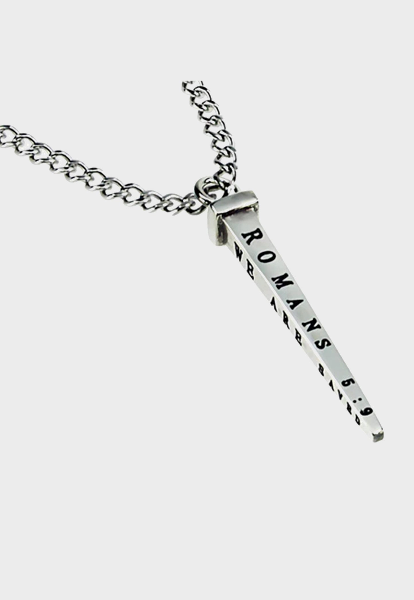 Romans 5:9 nail necklace for men