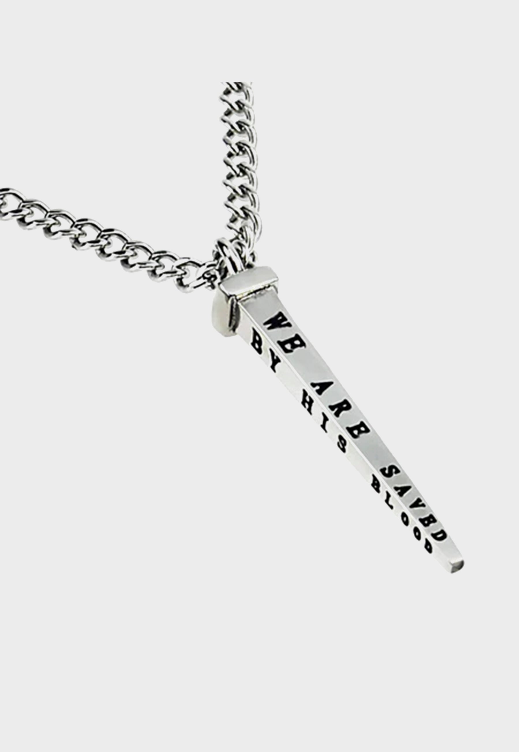 We are saved mens Christian nail necklace