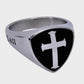 Men's Christian cross ring with shield