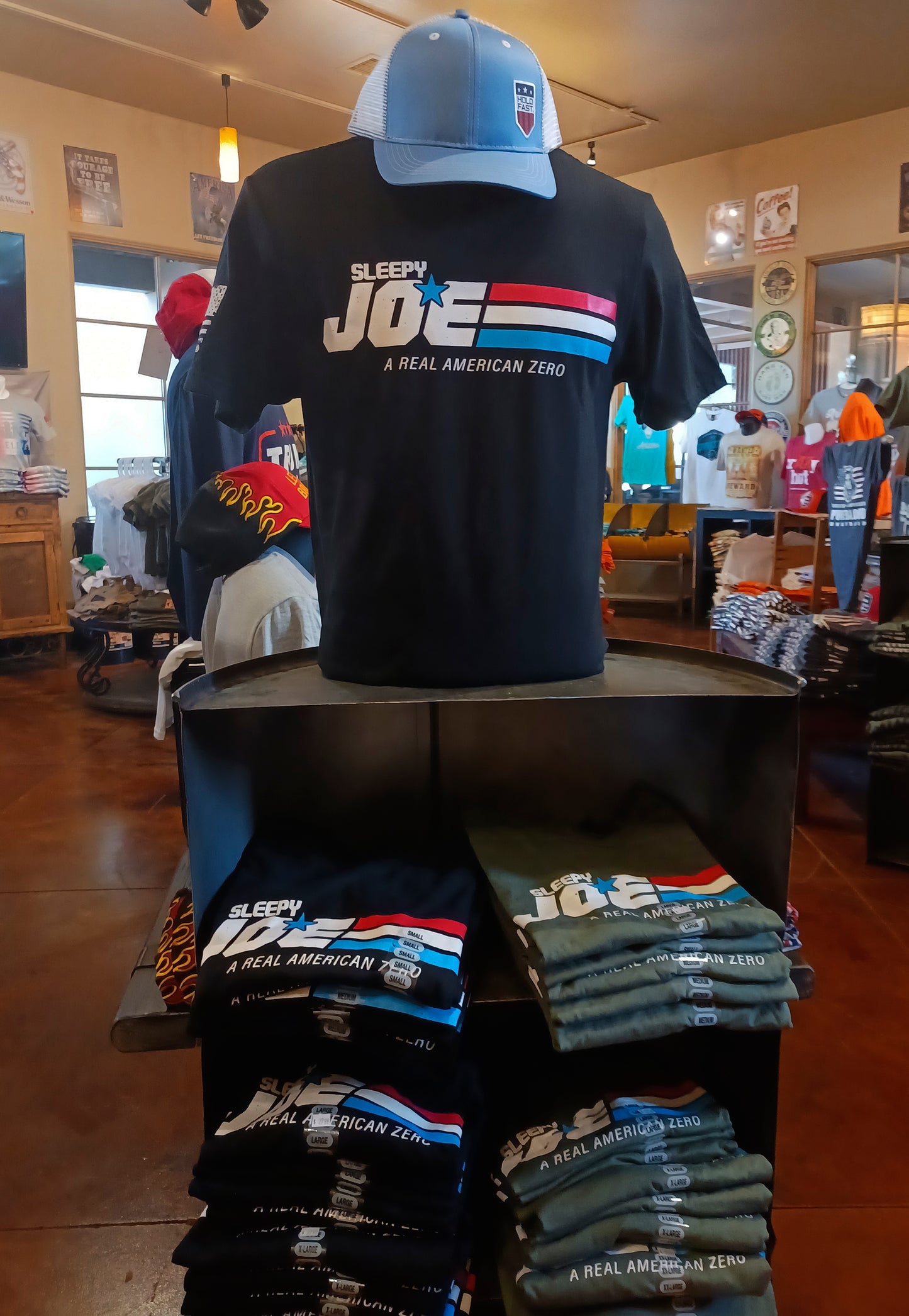 Sleepy Joe GI Joe t-shirt on display in retail store