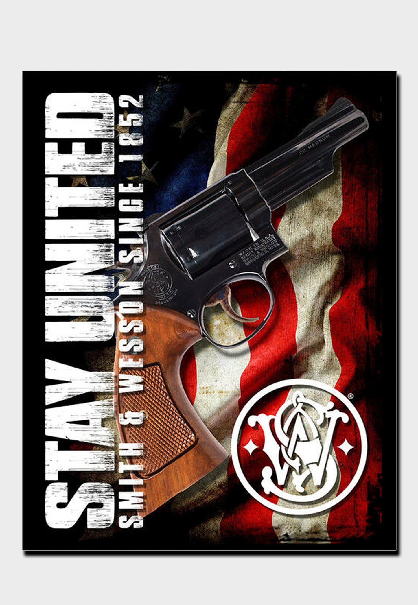 Smith & Wesson revolver tin sign
