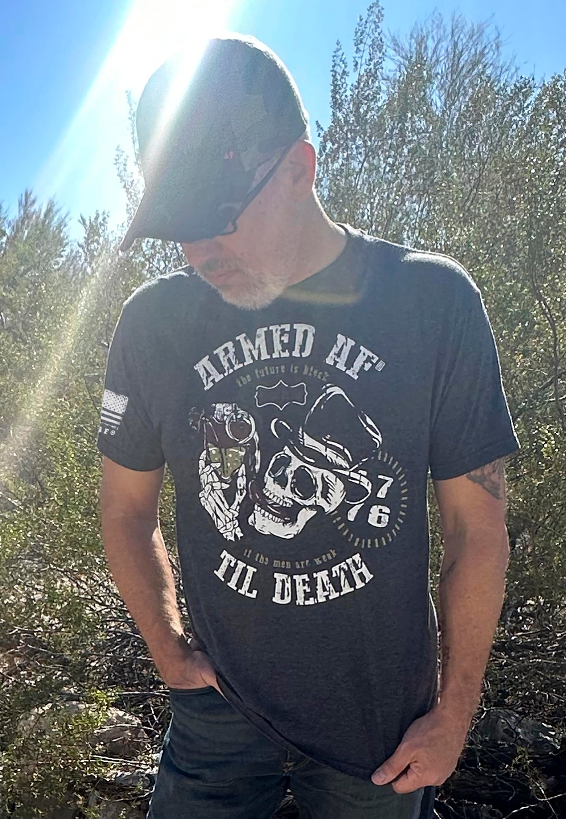 Armed AF® Skull t-shirt on model
