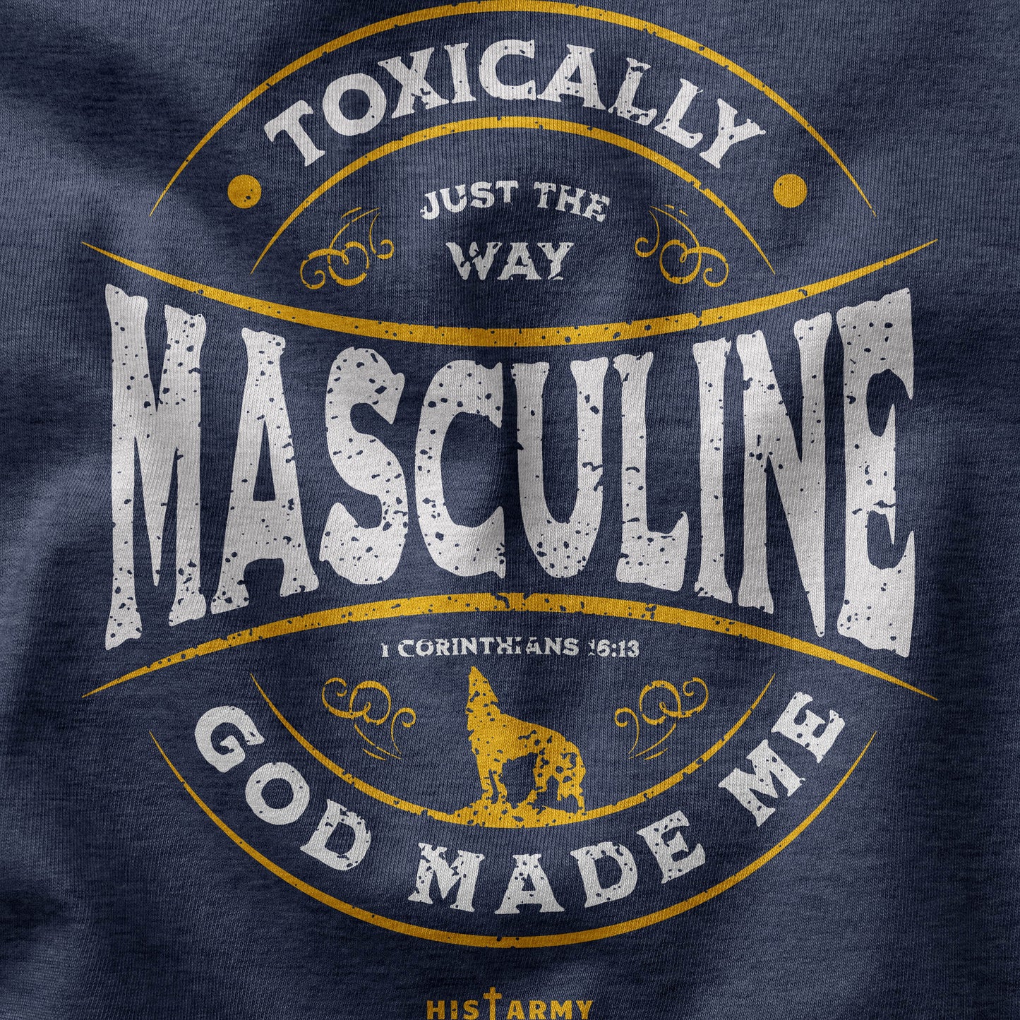Toxically masculine t-shirt design closeup