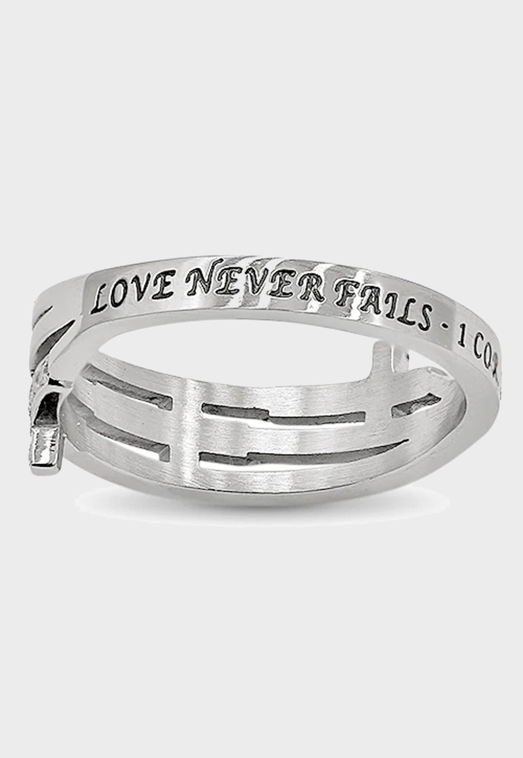Womens Love Never Fails Christian ring