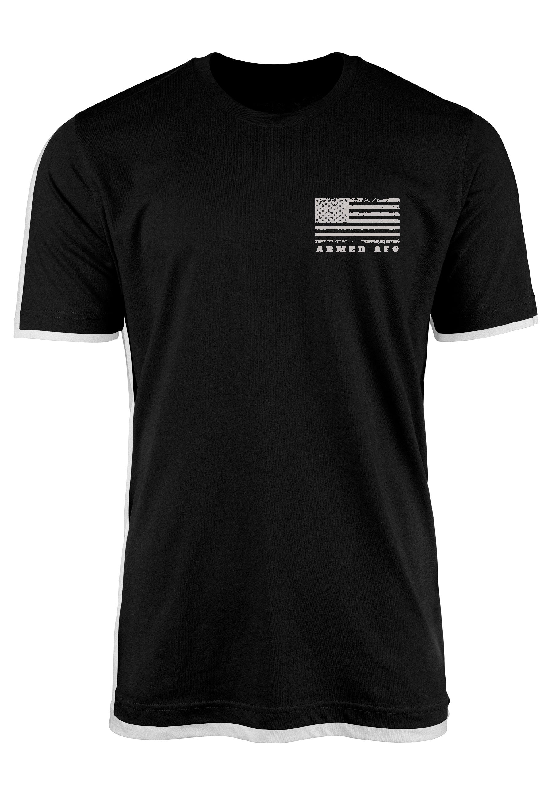 Chest print on t-shirt from Armed AF brand